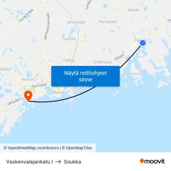 Vaskenvalajankatu I to Soukka map