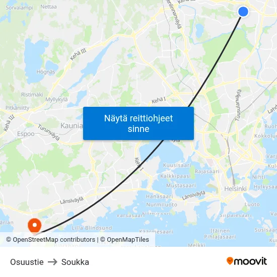 Osuustie to Soukka map