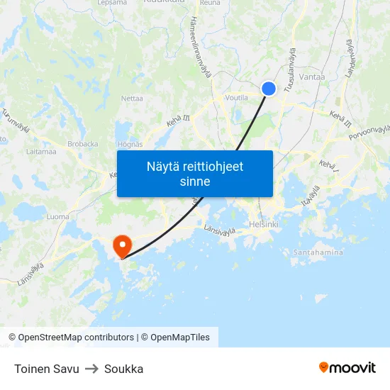 Toinen Savu to Soukka map