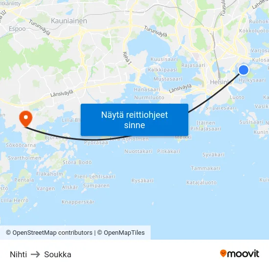 Nihti to Soukka map