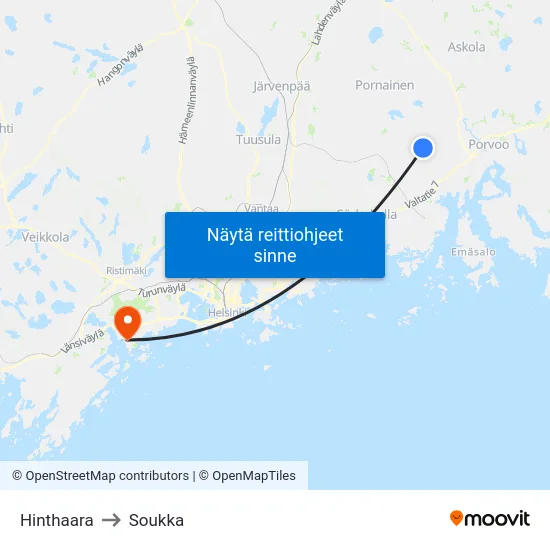 Hinthaara to Soukka map