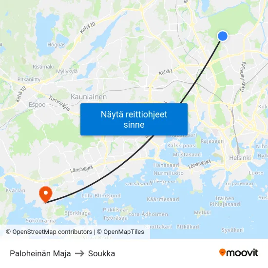 Paloheinän Maja to Soukka map