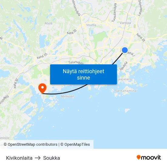 Kivikonlaita to Soukka map