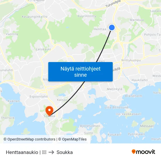 Henttaanaukio | 🏫🌳 to Soukka map