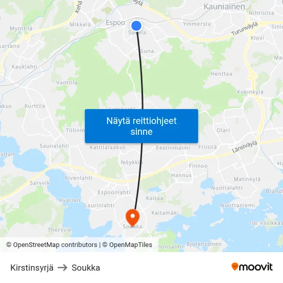 Kirstinsyrjä to Soukka map