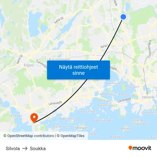 Silvola to Soukka map