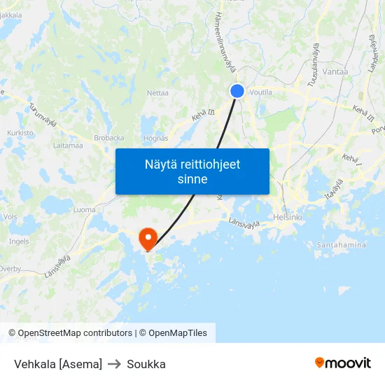 Vehkala [Asema] to Soukka map