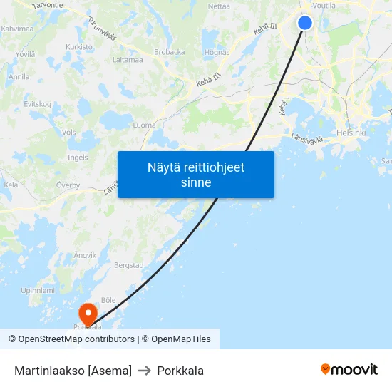 Martinlaakso [Asema] to Porkkala map