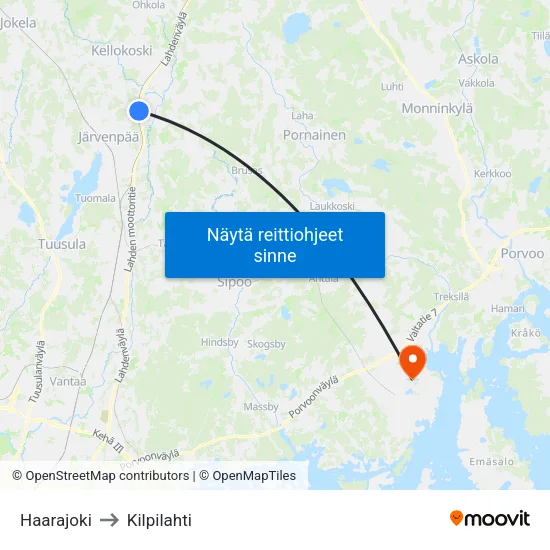 Haarajoki to Kilpilahti map