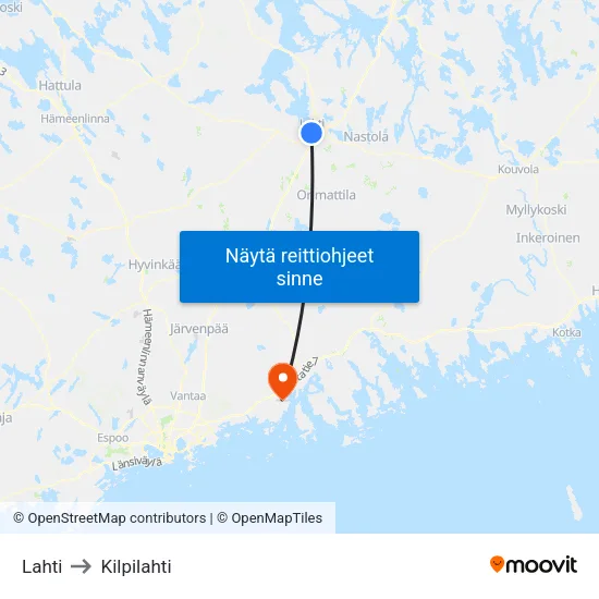 Lahti to Kilpilahti map