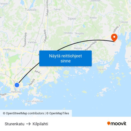 Sturenkatu to Kilpilahti map