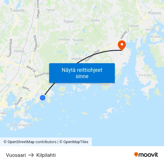 Vuosaari [Kolumbus] to Kilpilahti map