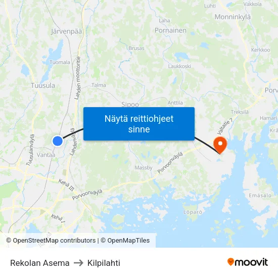 Rekolan Asema to Kilpilahti map
