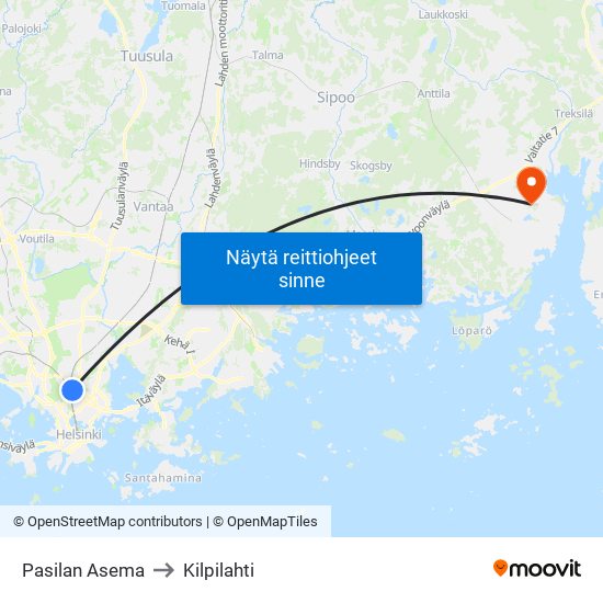 Pasilan Asema to Kilpilahti map