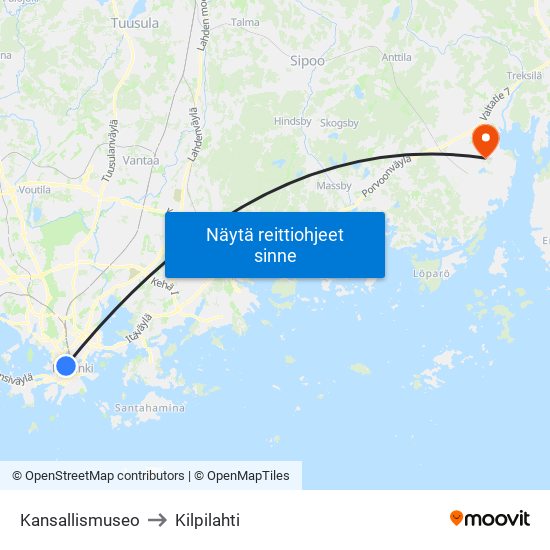 Kansallismuseo to Kilpilahti map