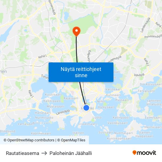 Rautatieasema to Paloheinän Jäähalli map