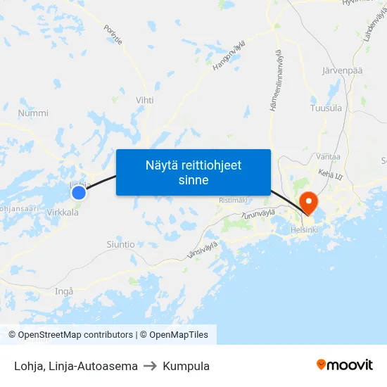 Lohja, Linja-Autoasema to Kumpula map