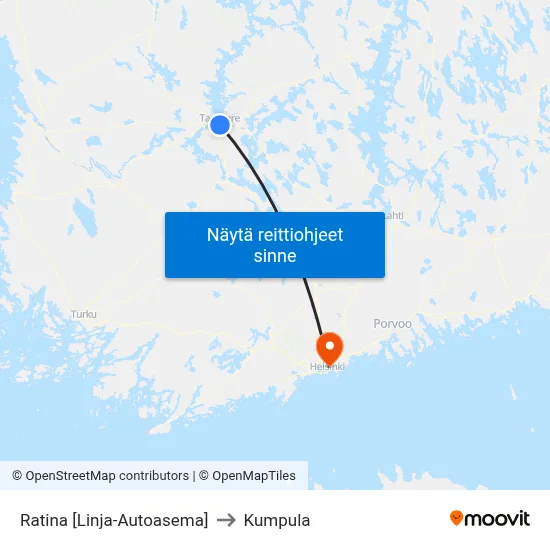 Ratina 🚏🛍️ to Kumpula map