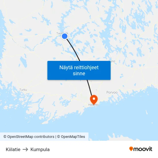 Kiilatie to Kumpula map