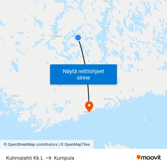 Kuhmalahti Kk L to Kumpula map