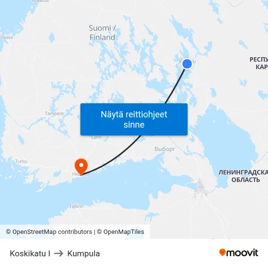 Koskikatu I to Kumpula map