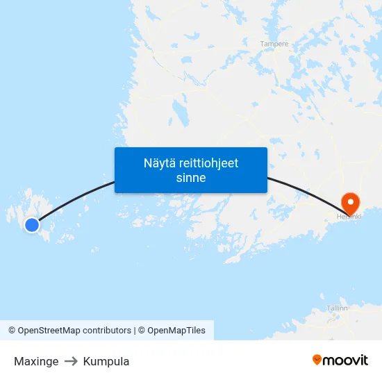 Maxinge to Kumpula map