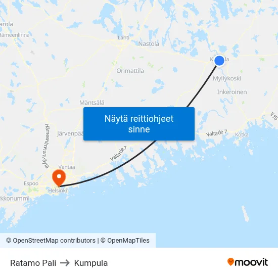 Ratamo Pali to Kumpula map