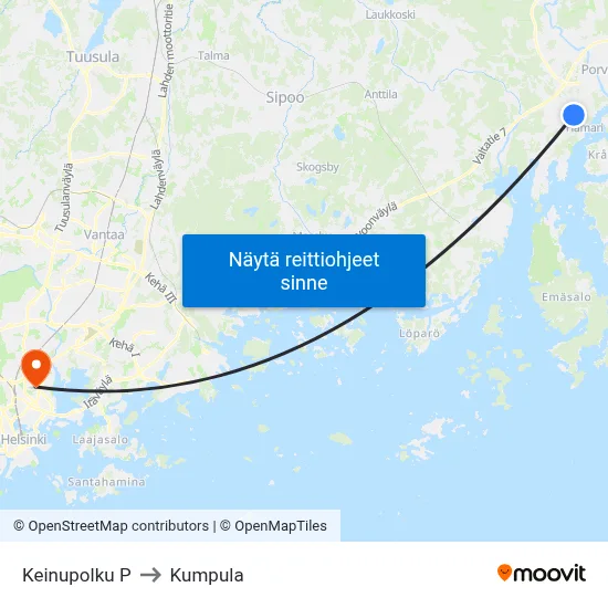 Keinupolku P to Kumpula map