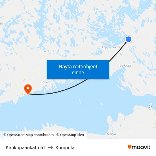 Kaukopäänkatu 6 I to Kumpula map