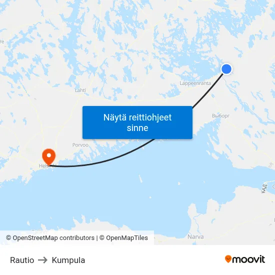 Rautio to Kumpula map