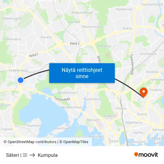 Säteri | 🏢🌳 to Kumpula map