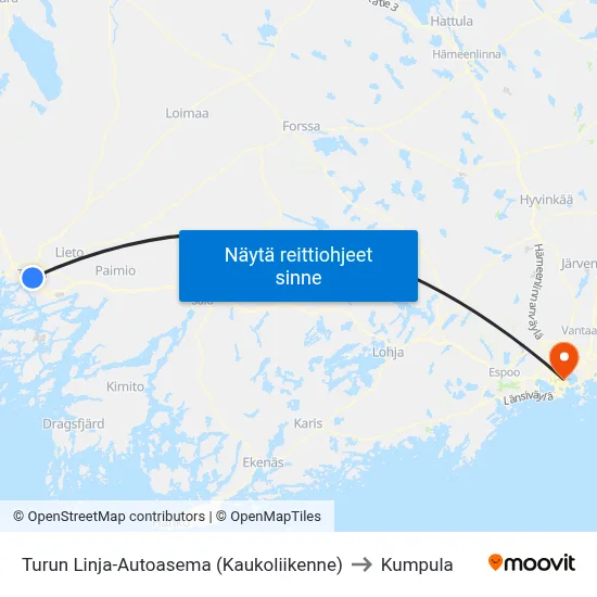 Turun Linja-Autoasema (Kaukoliikenne) to Kumpula map