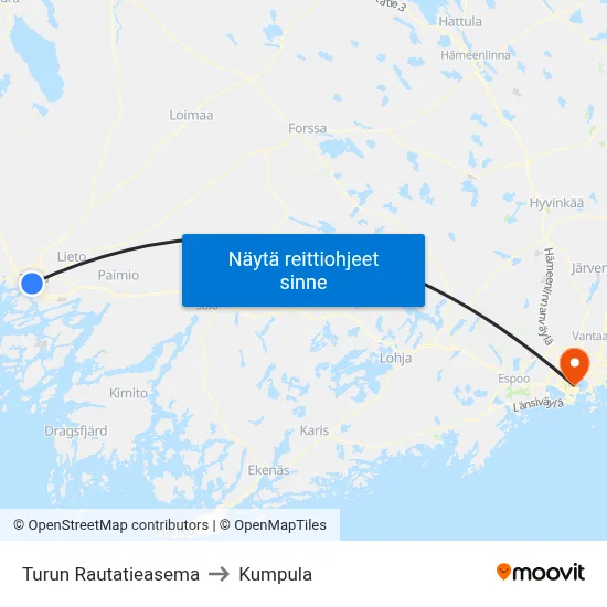 Turun Rautatieasema to Kumpula map