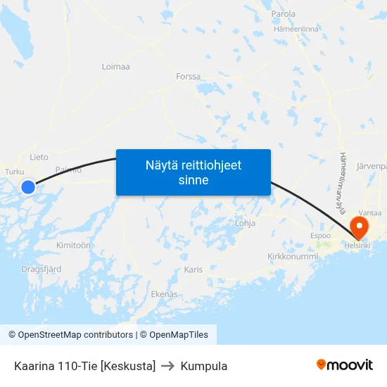 Kaarina 110-Tie [Keskusta] to Kumpula map