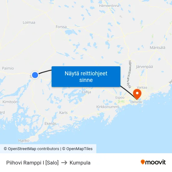 Piihovi Ramppi I [Salo] to Kumpula map