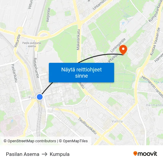 Pasilan Asema | 🚆🛍🏨 to Kumpula map