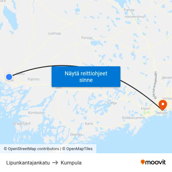 Lipunkantajankatu to Kumpula map