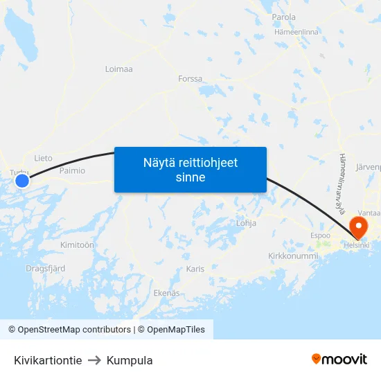 Kivikartiontie to Kumpula map