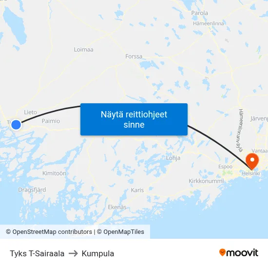 Tyks T-Sairaala | 🏥 to Kumpula map