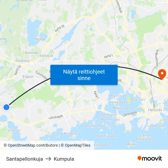 Santapellonkuja to Kumpula map