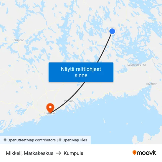 Mikkeli, Matkakeskus to Kumpula map