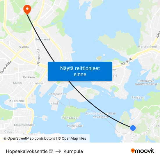Hopeakaivoksentie 🌳🏟️ to Kumpula map