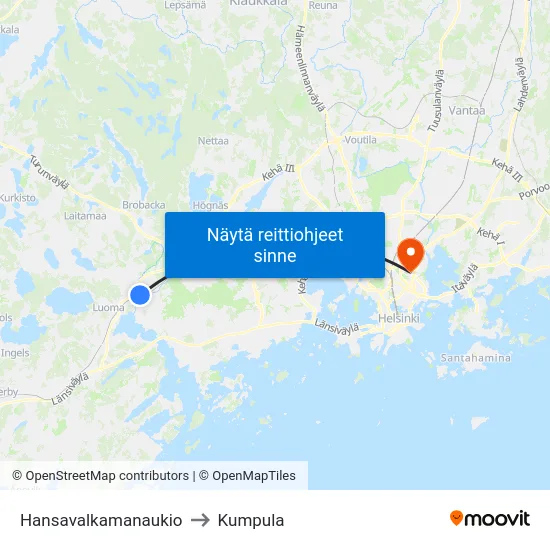 Hansavalkamanaukio to Kumpula map