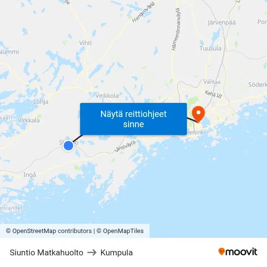 Siuntio Matkahuolto to Kumpula map