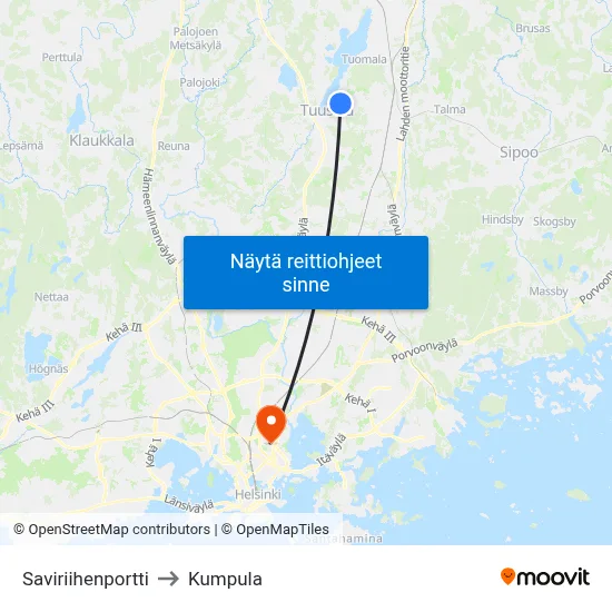 Saviriihenportti to Kumpula map
