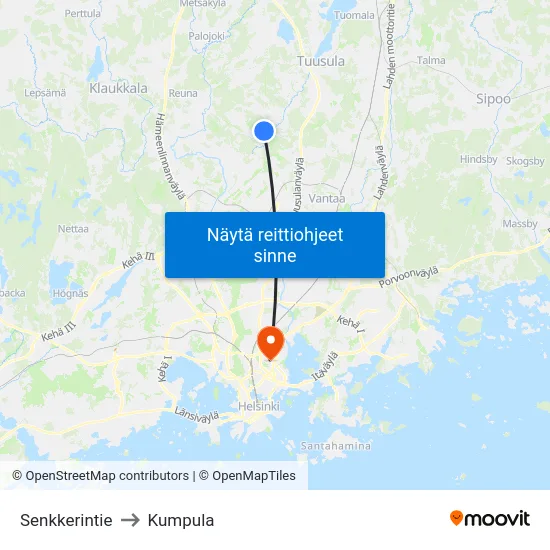 Senkkerintie to Kumpula map