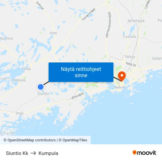 Siuntio Kk to Kumpula map