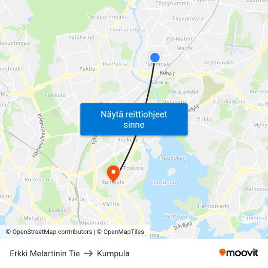 Erkki Melartinin Tie to Kumpula map