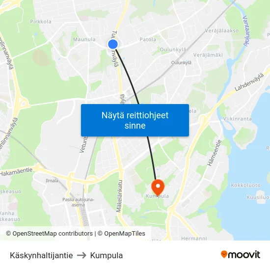 Käskynhaltijantie to Kumpula map