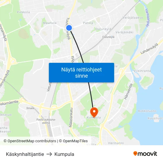 Käskynhaltijantie to Kumpula map